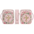 thumbnail image 3 of HELLHERO Pink Lily Floral Print Quilted Bible Cover, Pockets Casual Bible Organizer Bag Polyester Fabric Bible Cover Case for Scripture Study Spiritual, 3 of 9