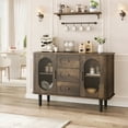 thumbnail image 6 of 47" Sideboard Buffet Cabinet with 3 Drawers & Fluted Glass Doors Modern Mid-Century Credenza Storage with Adjustable Shelves for Kitchen, Dining Room, 6 of 9