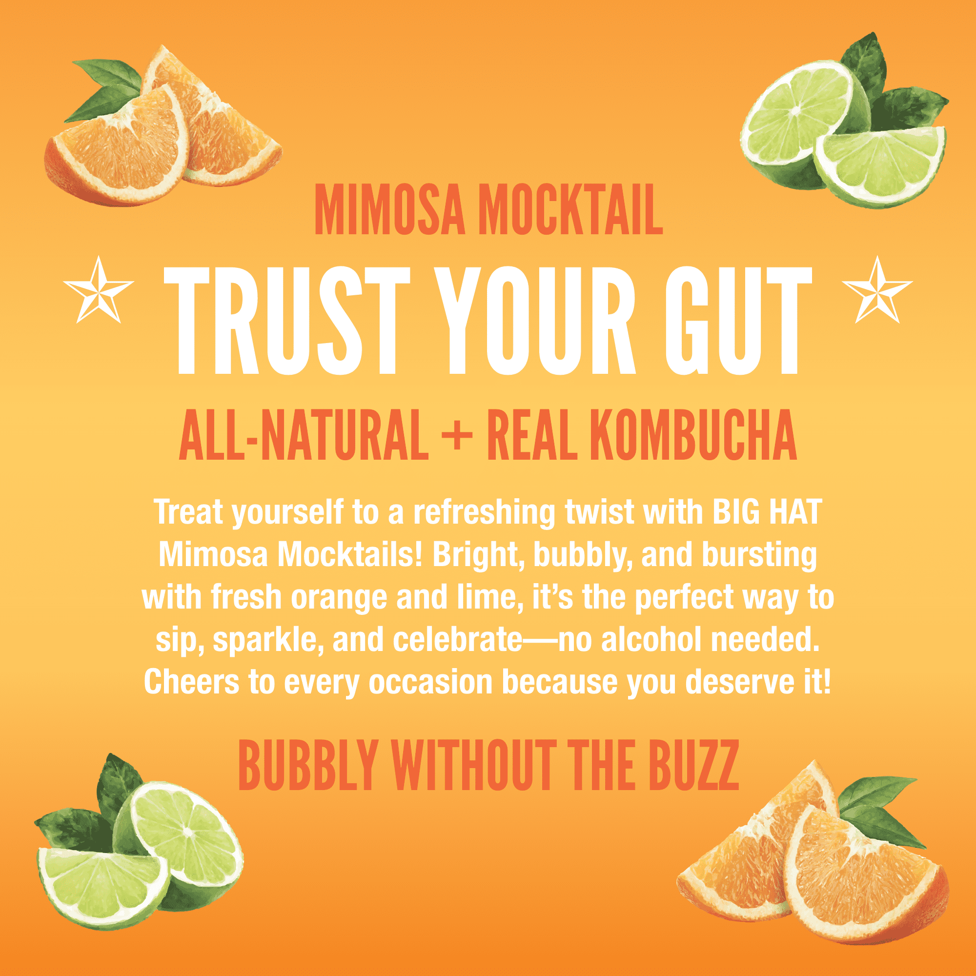 BIG HAT Mimosa Mocktail, Non-Alcoholic 4 Pack, 12 fl oz Cans