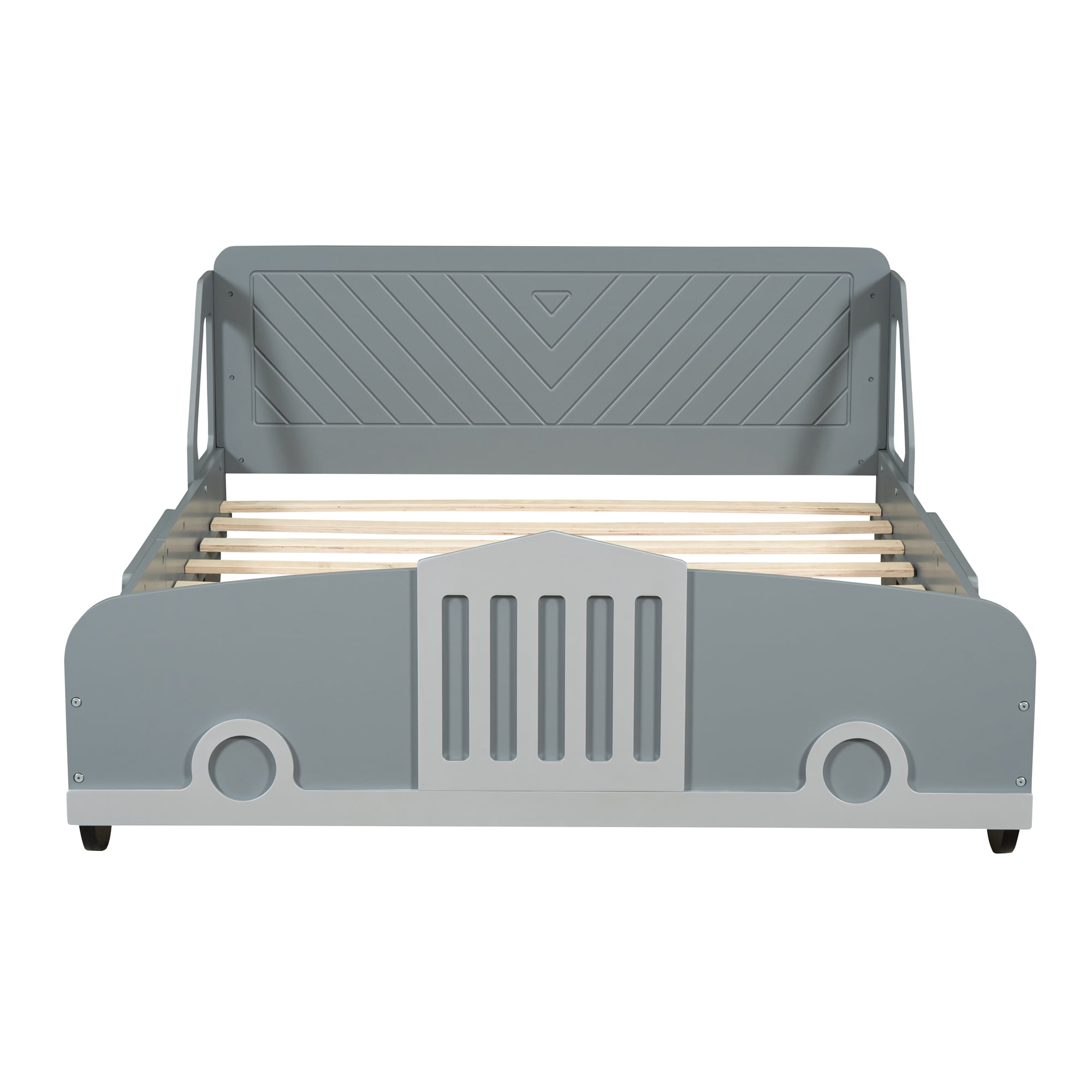 Full Size Car-Shaped Platform Bed with Wheels