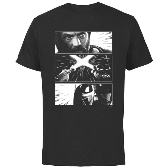Star Wars Obi-Wan Kenobi Jedi vs Sith Battle Panels - Short Sleeve Cotton T-Shirt for Adults - Customized-Black