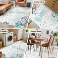 thumbnail image 6 of Summer Ocean Washable Area Rugs 2.7'x5', Teal Red Shell Coral Turtle Starfish Marine Life Low Pile Throw Living Room Rug Non-Slip Sturdy Edge Binding Carpet for Indoor Entryway Bedside Kitchen, 6 of 9