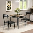 thumbnail image 4 of 3-Piece Dining Table Set for 2, Small Table with 2 PU Chairs, Metal Frame for Apartments, 4 of 8