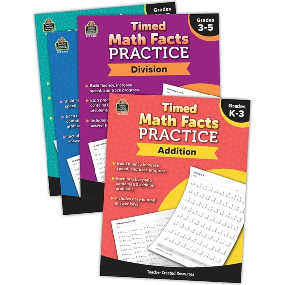 Teacher Created Resources® Timed Math Facts Practice, Set of 4 Workbooks