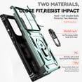thumbnail image 3 of Rotatable Ring Holder Case for Samsung Galaxy S25 Edge with 1 Pack Screen Protector, Military Grade Drop Protection Slide Camera Cover Anti-Scratch Stand Case Support Magnetic Car Mount, Green, 3 of 8