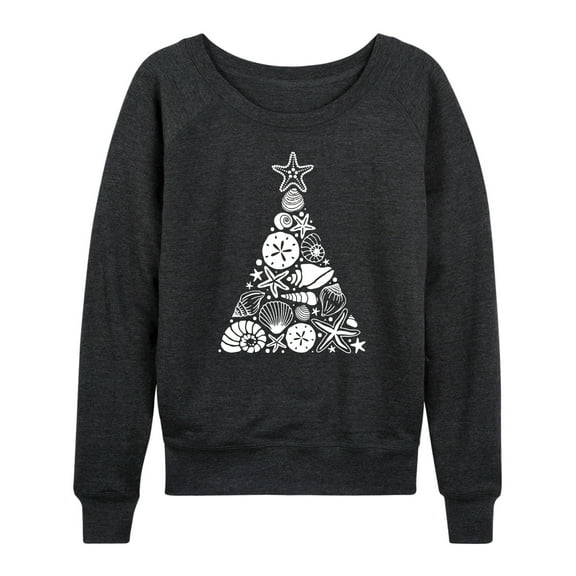 Instant Message - Sea Shell Christmas Tree - Women's Lightweight French Terry Long Sleeve Shirt