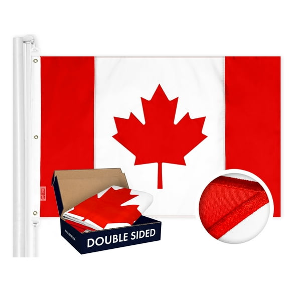 G128 Canada Canadian Flag | 6x10 Ft | Double ToughWeave Series Double Sided Embroidered 210D Polyester | Country Flag, Embroidered Design, Indoor/Outdoor, Brass Grommets, Heavy Duty, 3-ply