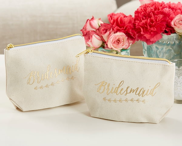 Gold Foil Bridesmaid Canvas Makeup Bag - Bridesmaid Makeup Bags Gold Foil Bridesmaid Canvas Makeup Bag - Bridesmaid Makeup Bags