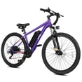 thumbnail image 3 of Qlife 26" Adult Electric Mountain Bike, 48V 7.8Ah Removable Battery, Max 28MPH, 7‑Speed, Lock‑Out Suspension, 35W Hub‑Motor Mechanical Disc‑Brake eBike for men&women Purple, 3 of 6