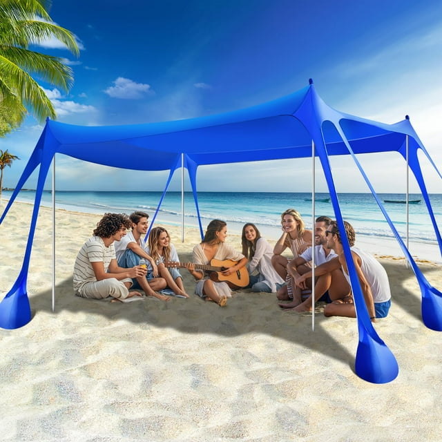 Carpa de playa Rhino Valley, 305 x 396 cm, UPF50+, 8 sacos de arena y 4 postes
