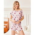 thumbnail image 4 of Ensemble de Pyjama 2 Pcs pour Femmes Manches Courtes Vêtements de Nuit Doux Col Rond Ensemble de Shorts Imprimés avec Poches P-TTG, 4 of 5