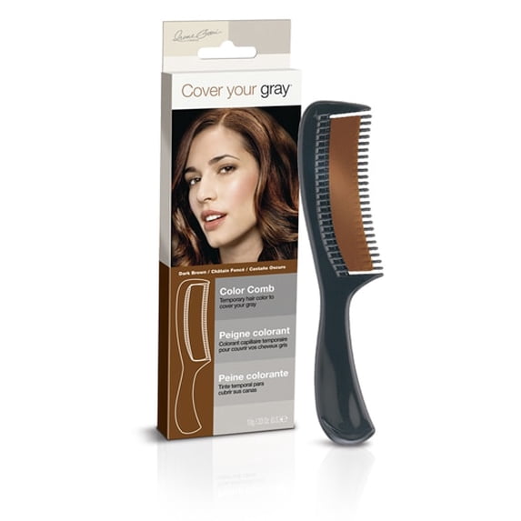 Dark Brown , Cover Your Gray Color Comb , Hair Scalp Head - Pack of 2 w/ SLEEKSHOP Teasing Comb