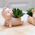 thumbnail image 4 of Mignon Cochon en Forme de Résine Pot de Fleurs Succulent Décor Mini Ornement pour Bureau à Domicile, 4 of 8