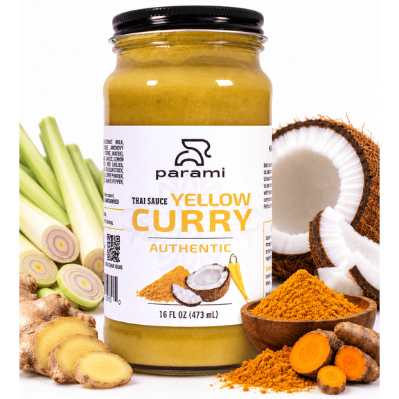 Parami Yellow Thai Curry Sauce Size 16 oz (Gluten Free, Dairy Free, Nut Free)
