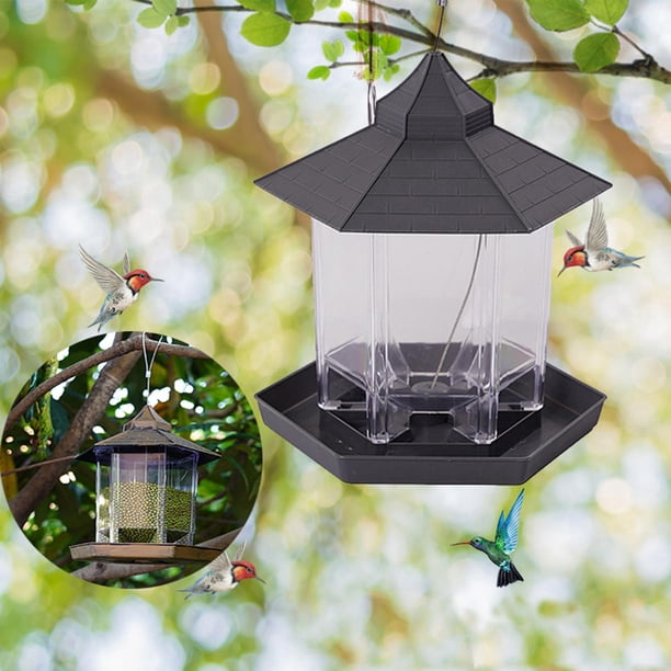 Comedero para Pájaros Silvestres Que Cuelga para Decoración Exterior Del ín, en apariencia de con tejado Tamaño: 23 Cm / 9,06 Pulgadas gris CUTICAT comederos para pájaros
