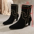thumbnail image 5 of Bnwani Women Boots Winter Fashion Pointed Toe Low-Heel Ankle Comfortable Casual Solid Boot Black Size 5.5, 5 of 8