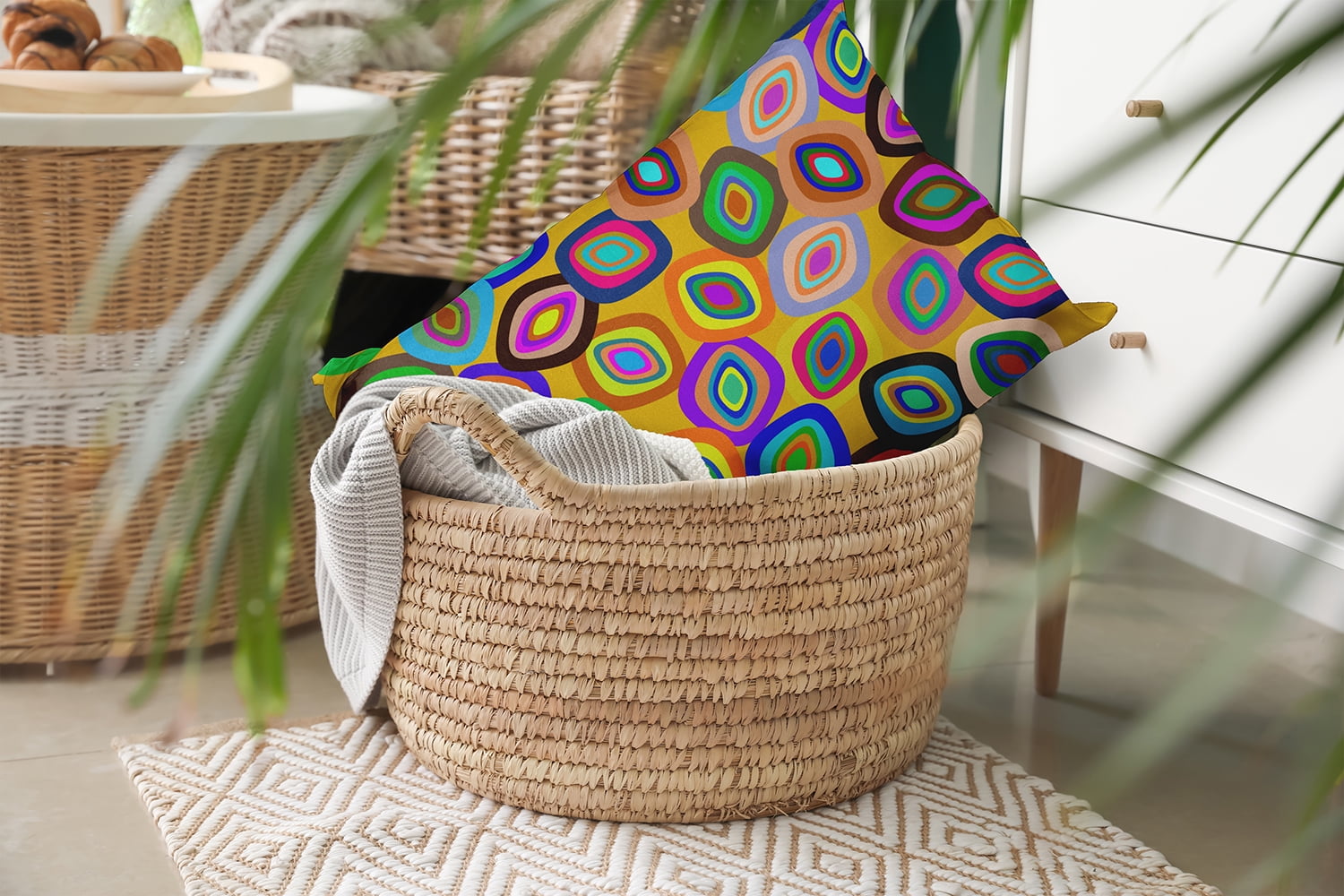20" x 14" Simply Daisy Modern Leaf Pile Polyester Indoor/Outdoor Pillow, Multi Qty 1