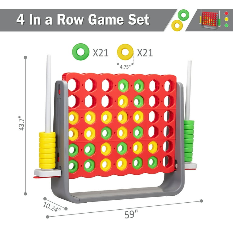 ZZZL Jumbo 4-to-Score Game Set for Kids and Adults, Red&Gray