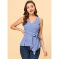 thumbnail image 3 of INSPIRE CHIC Hauts d'Été pour Femmes Sans Manches Col en V Ceinture, 3 of 5