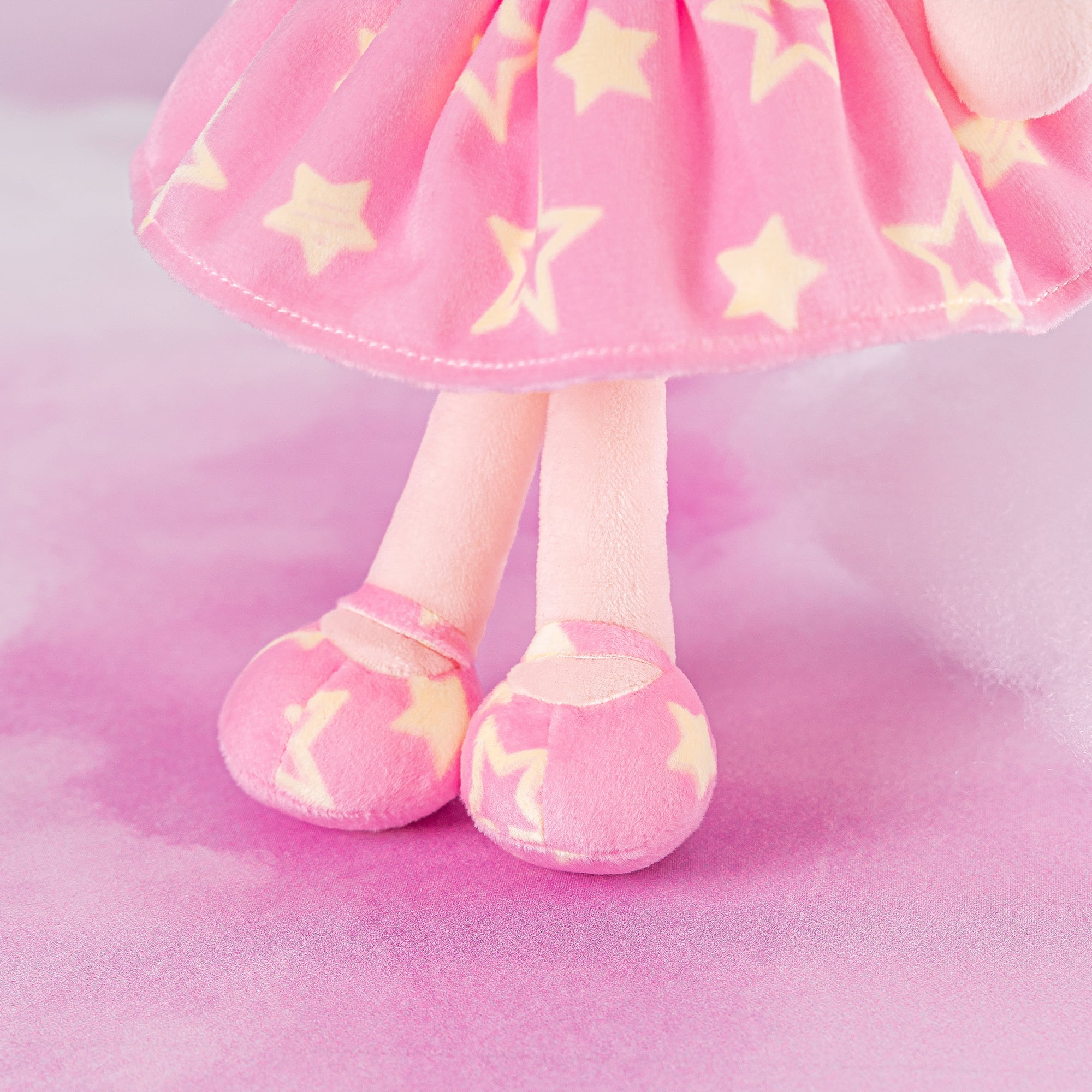 Gloveleya Baby Dolls Soft Snuggly First Baby Girl Gifts Soft Doll for Girls with Star Pink Dress 12inches