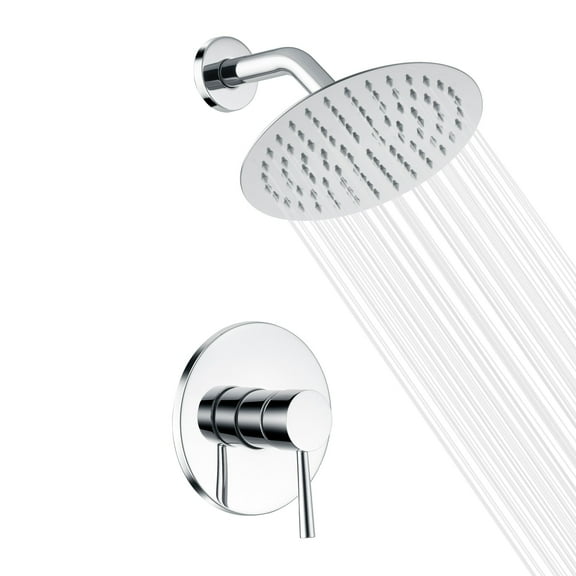 Bathroom Shower Faucet with Valve,Full Metal Shower Head and Chrome Finish