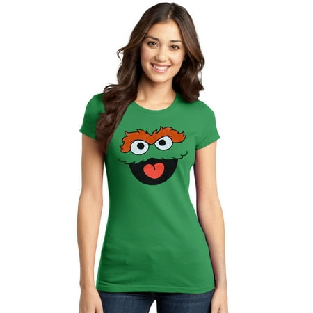 - Sesame Street Oscar The Grouch Silly Face Junior Women's T-Shirt