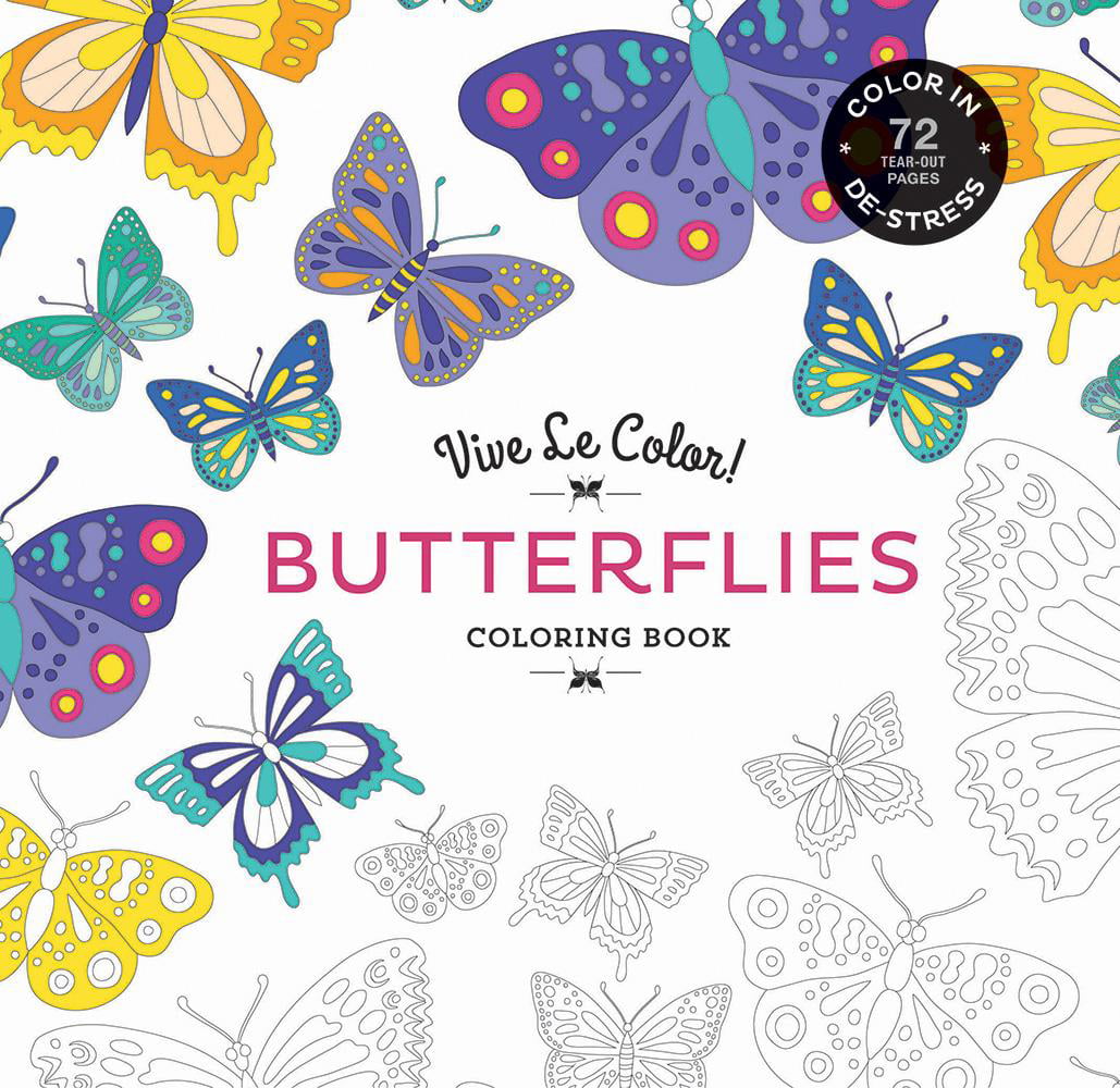 Vive Le Color Butterflies Color In; de Stress 20 Tear Out Pages ...