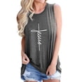 thumbnail image 1 of Women'd Round Neck Jesus Letter Printed Pullover Tank Top, 1 of 5