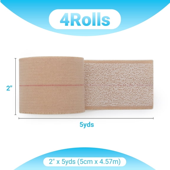OK TAPE Elastic Adhesive Tape Bandage Tape Wrap - 4 Rolls, Flexible Stretch Bandages for Sports Ankle, Knee and Wrist Sprains (Beige,2 Inch Wide)