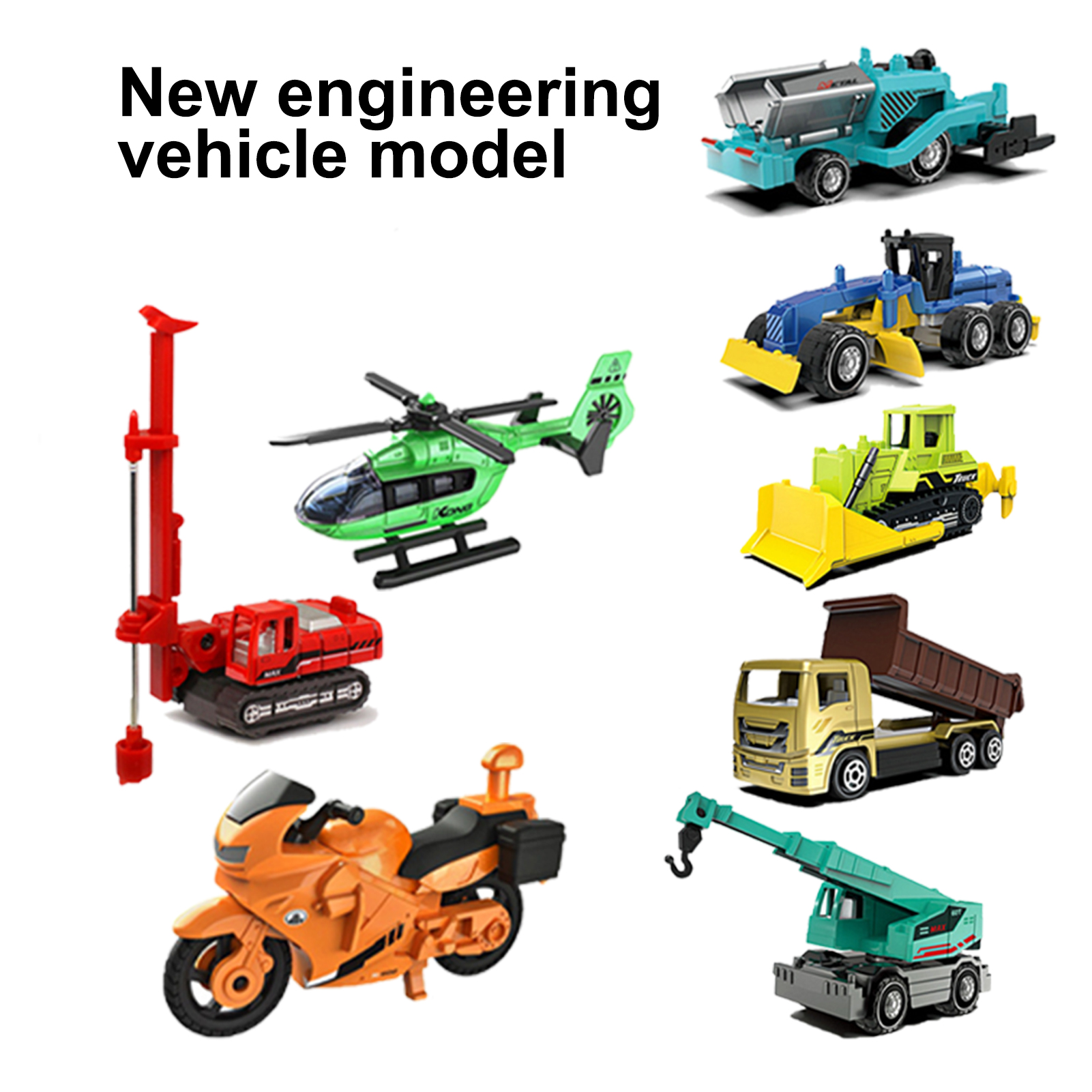 Pnellth 4Pcs/Set Engineering Trunk Toys Simulation Cranes Forklift Cargo Truck Diecast Alloy Vehicle Toy 1:64 Scale Engineering Vehicle Aircraft Motorcycle Models Set Christmas Gift - image 2 of 8
