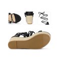 thumbnail image 2 of BLISSFUL STEP Lace Up Platform Wedge Heel Strappy Sandals for Women Black 7, 2 of 6