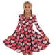 thumbnail image 5 of Vestido de manga larga con cuello redondo para niñas, vestido elástico de manga larga, corte A, estilo patinador con volantes, vestido de recital escolar, vestido de manga larga con cuello redondo par, 5 of 6