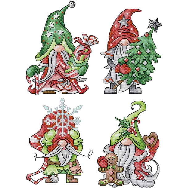 Kit de punto de cruz de enano de Navidad impreso de 14 quilates con hilo de bordar parcial (KB221) Hugtrwg Para estrenar