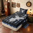 thumbnail image 2 of Manfei Hunting Deer Silhouette Twin Sheets, Camo American Flag Bedding, Navy Blue, Navy Reversible 3pcs (1 Flat Sheet, 1 Fitted Sheet and 1 Pillowcase), 2 of 6
