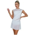 thumbnail image 5 of iiniim Women Flowy Tulle Skirted Leotard Contemporary Lyrical Dance Dress Ballet Dancewear White L, 5 of 7
