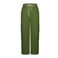 thumbnail image 4 of Outfmvch Cargo Pants Womens Joggers with Pockets Drawstring Pants Women Flare Leggings Womens Jeans Women Pants High Waisted Jeans for Women Green L, 4 of 7