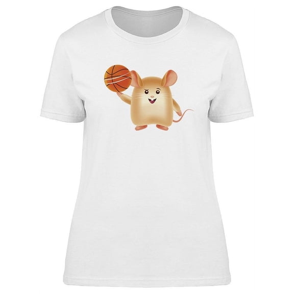 Cute Mouse Playing Basketball T-Shirt Women -Image by Shutterstock, Female Large