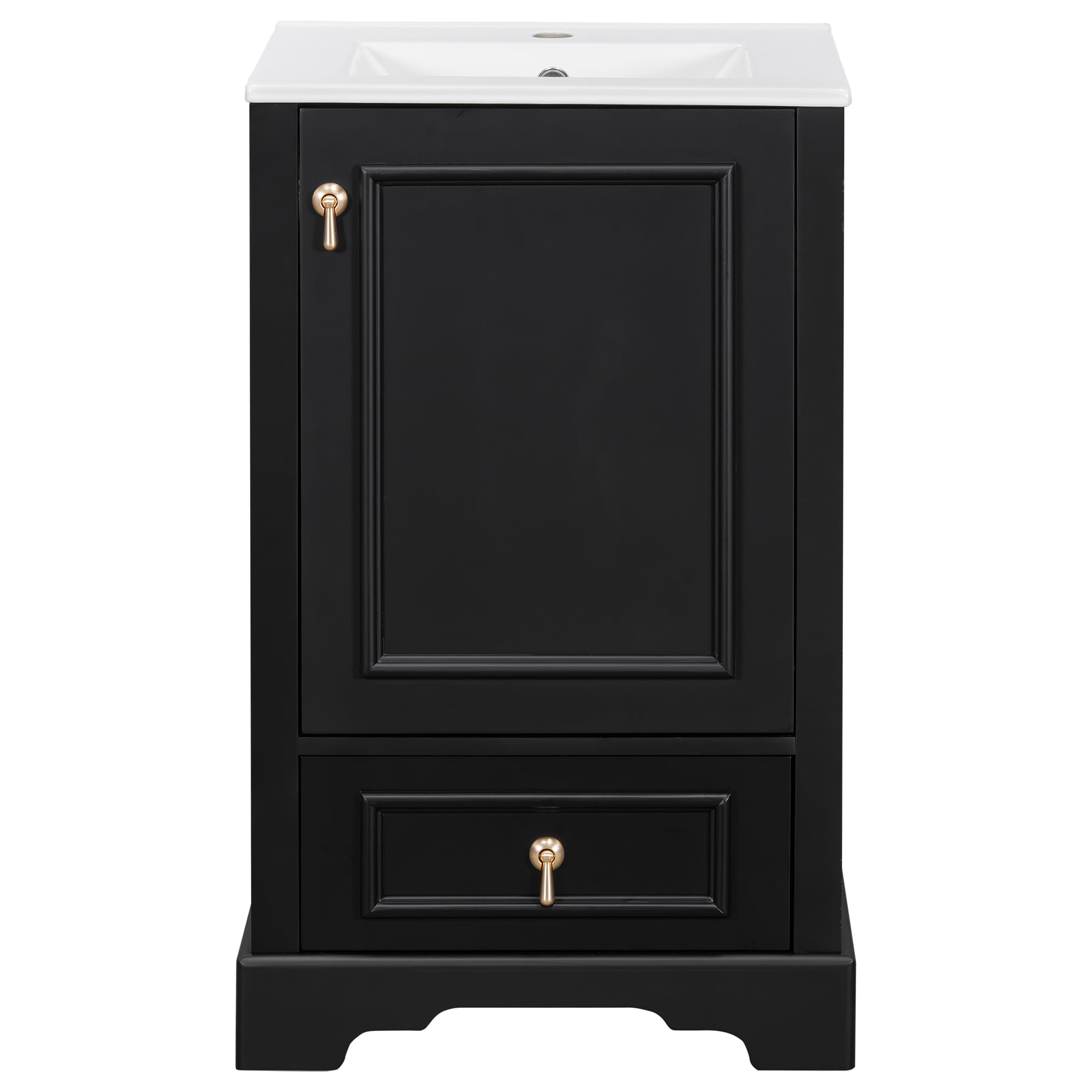 20 Inch Bathroom Vanity with Ceramic Sink, Soft Close Door, Adjustable Shelf & Storage Rack, Space-Saving Modern Vanity for Small Bathrooms,Black