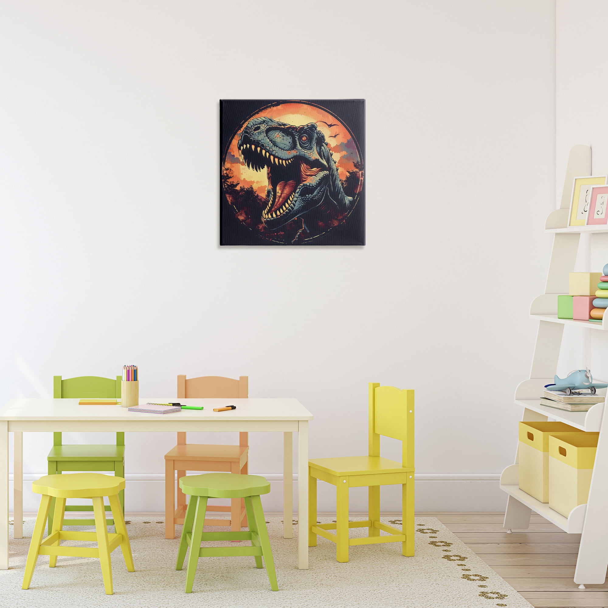 Stupell Industries Ancient Dino Roaring at Sunset Canvas Wall Art, design by Creative Studio
