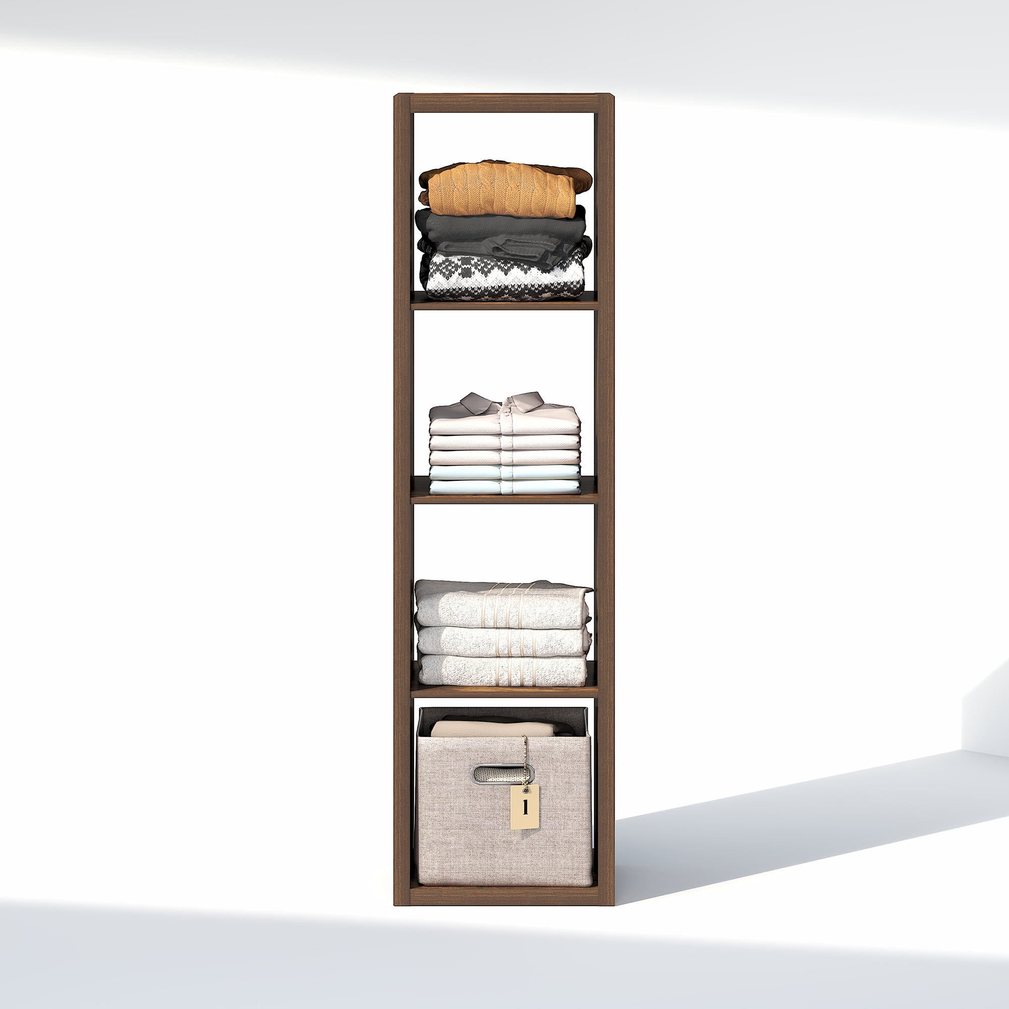 Furinno CUBIC 4-Cube Open Shelf Extra Thick Frame Amber Pine