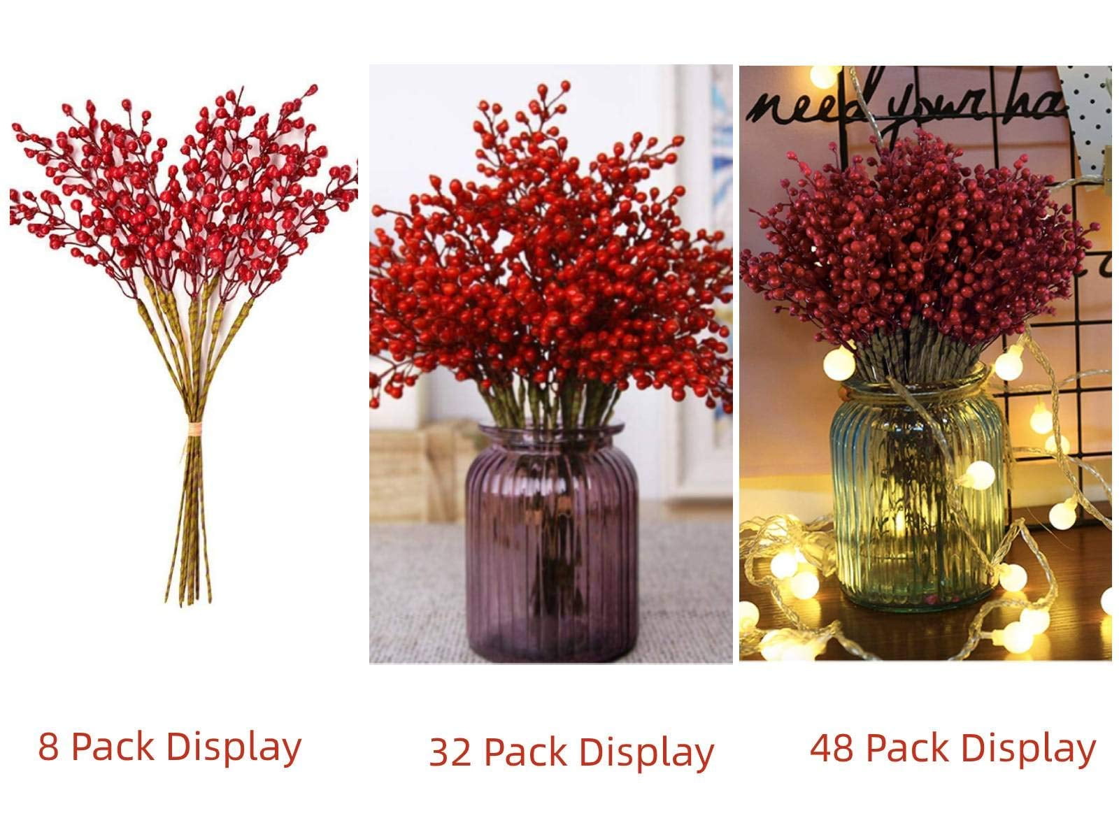 Artiflr 4 Pack Artificial Red Berry Stems Clearance, Christmas Holly  Berries for Holiday Crafts and Home Decor, 17.2 Inch Red Berry Picks  Christmas