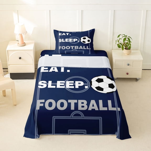 Erosebridal Football Court Pattern Twin Sheet Sets,Ball Sport Games Bedding For Soccer Lovers 3-Piece
