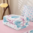 thumbnail image 5 of Manfei Ocean Cartoon Shell Zipper Twin Comforter Sets with Fitted Sheet and 2 Pillowcases,Pink Bowknot Zipper Bedding Set,Pink Reversible,4 Pieces, 5 of 7