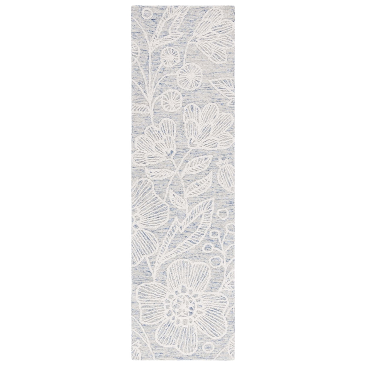 SAFAVIEH Jardin Natalie Floral Wool Area Rug, Blue/Ivory, 3' x 5'