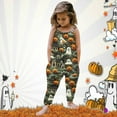 thumbnail image 2 of Jumpsuits For Girls 7-8 Halloween Sleeveless Pumpkin Print Casual Spaghetti Strap Loose Romper Long Pants with Pockets Toddler Girls Clothing Z0E-Dark Green, 3-4 Years, 2 of 5