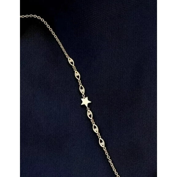1Ct Round Cut Simulated Diamond Star Shape Chain Bracelet 14k Yellow Gold Plated