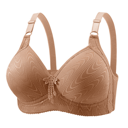 Fulorrnie Bras for Women Supportive Wirefree Lift Comfort Seamless Bralette Front Closure Balconette Bra Coffee 44