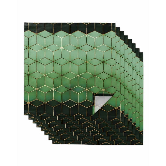 Green Geometric Cloth Napkins Set of 8 Reusable Dinner Napkins, Ombre Modern Abstract Art Cocktail Napkin Washable Table Napkins for Wedding/Holiday Party/Baby Shower 20"x20"