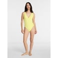 thumbnail image 2 of Time and Tru Women's and Women's Plus Ribbed Plunge One Piece Swimsuit, Sizes XS-3X, 2 of 5