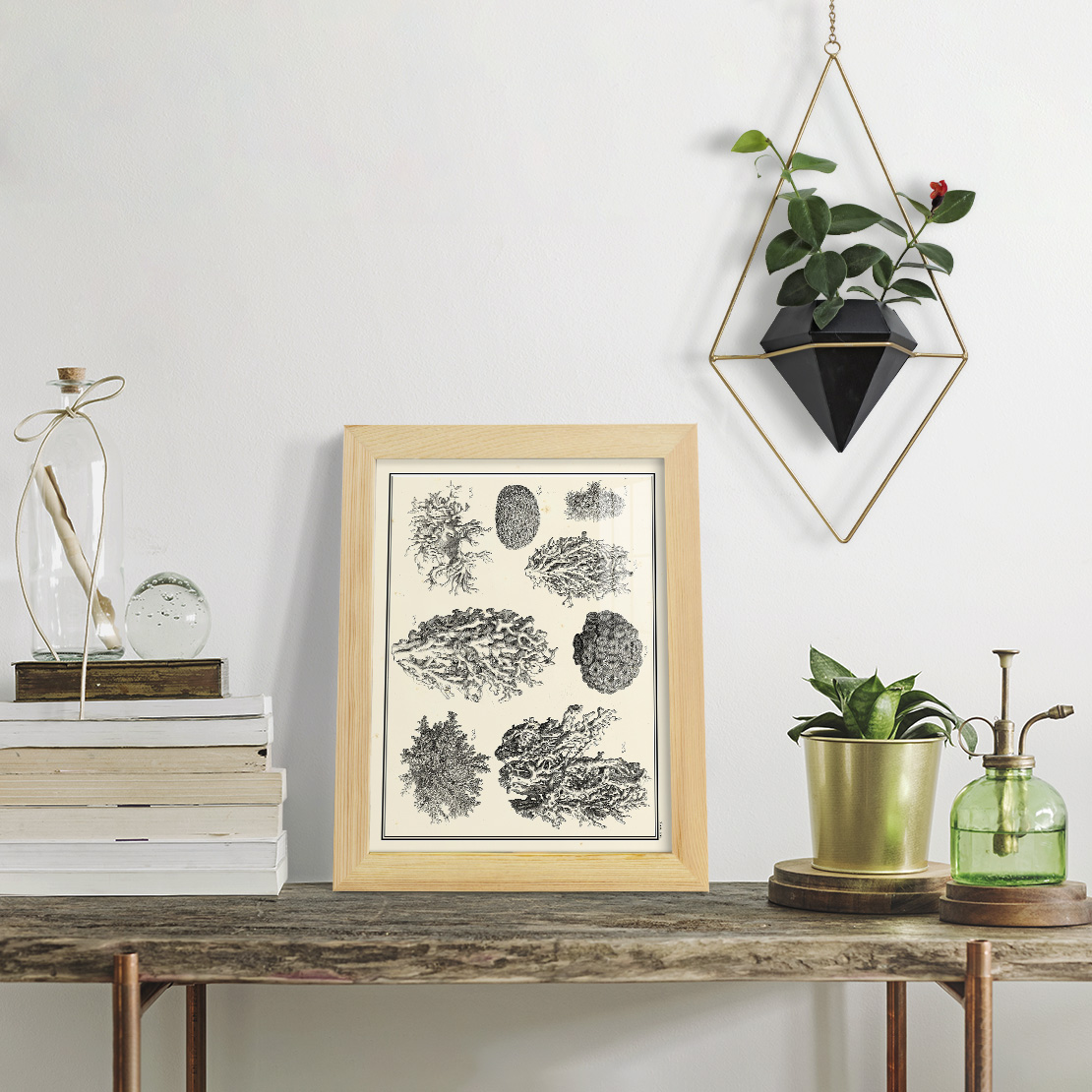Aegean Collection IV -Framed Print w/glass-Natural Wood
